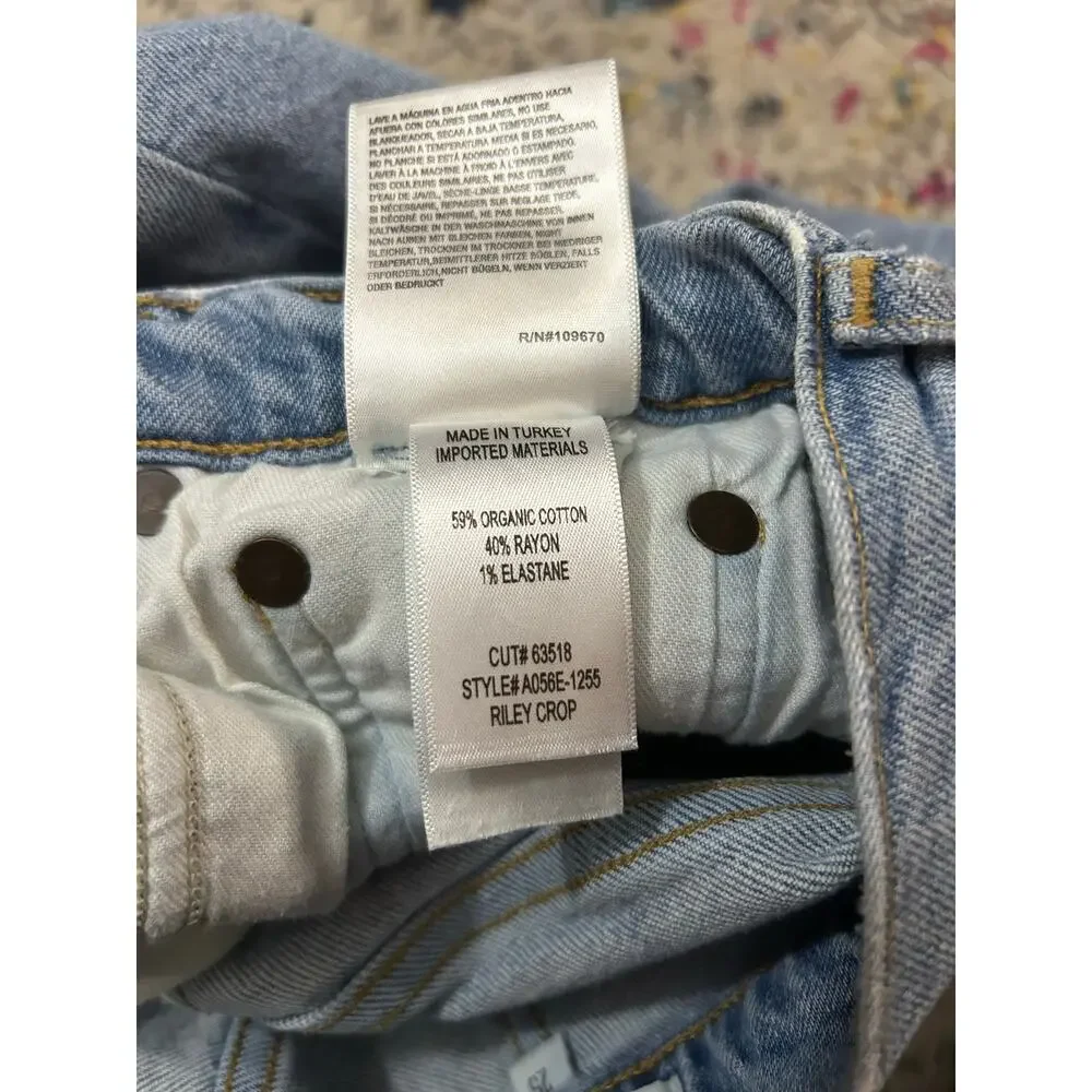 Agolde Riley Crop Jeans Women 25 High Rise Distressed Button Fly Organic Capsule